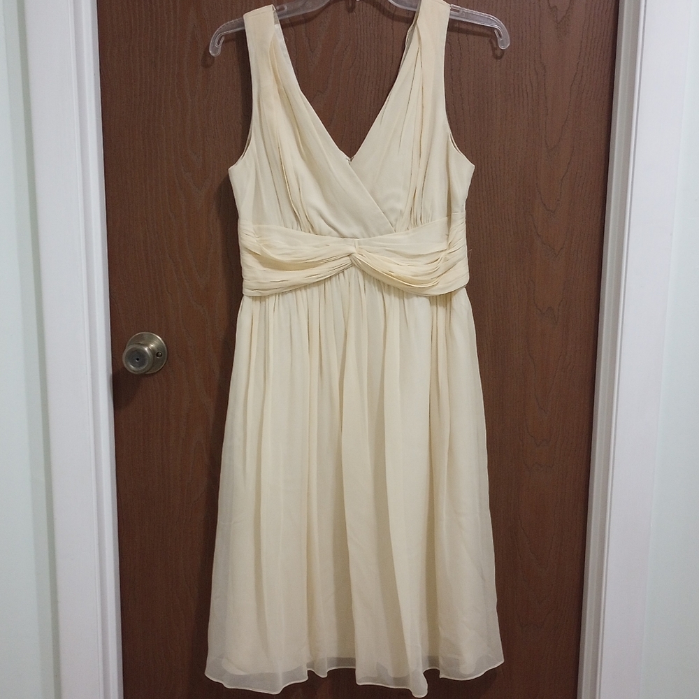 Donna Morgan Gold Cream Silk Formal Prom Dress Size 8